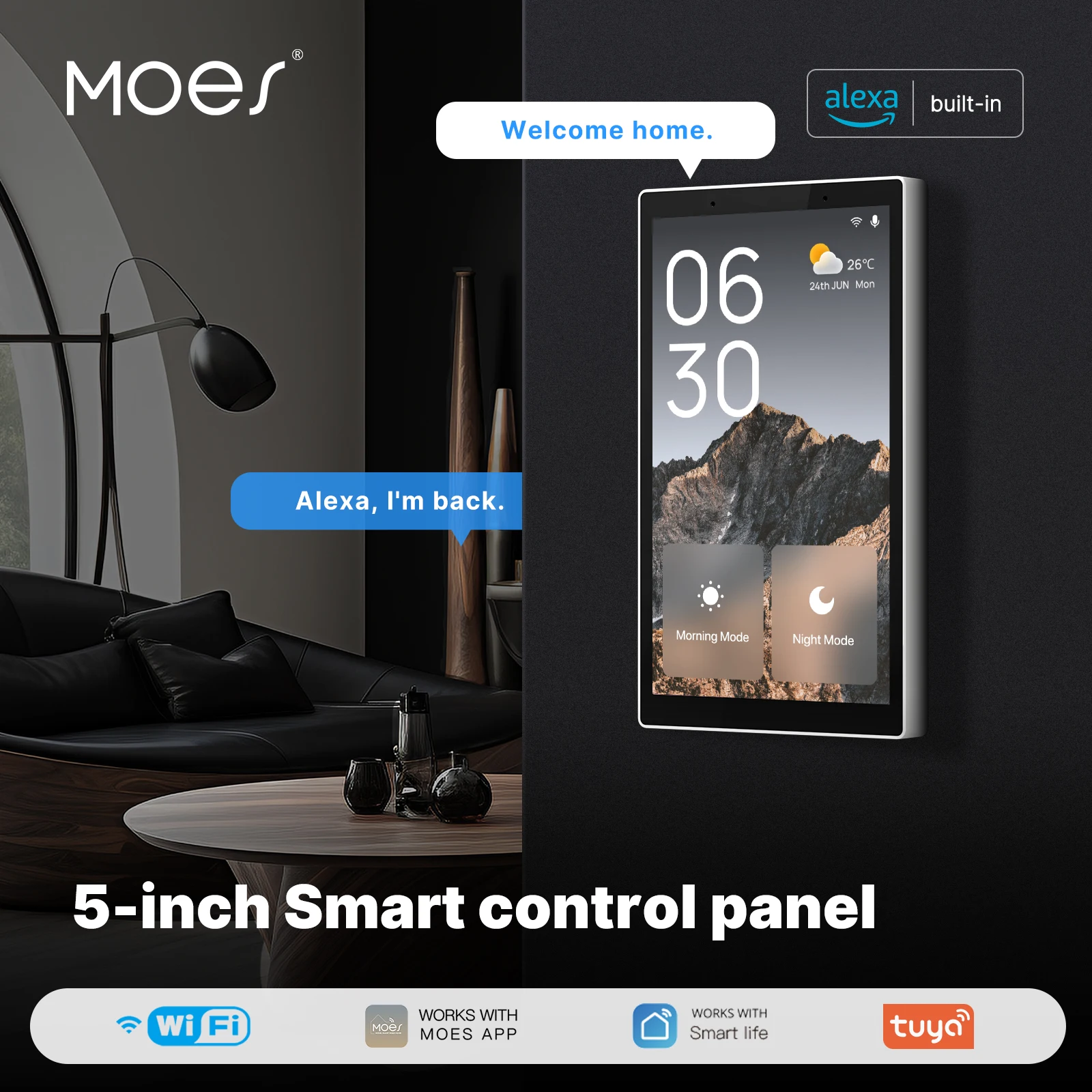 Smart Home Dashboard - MOES Tuya Wifi Smart 5-inch Touch