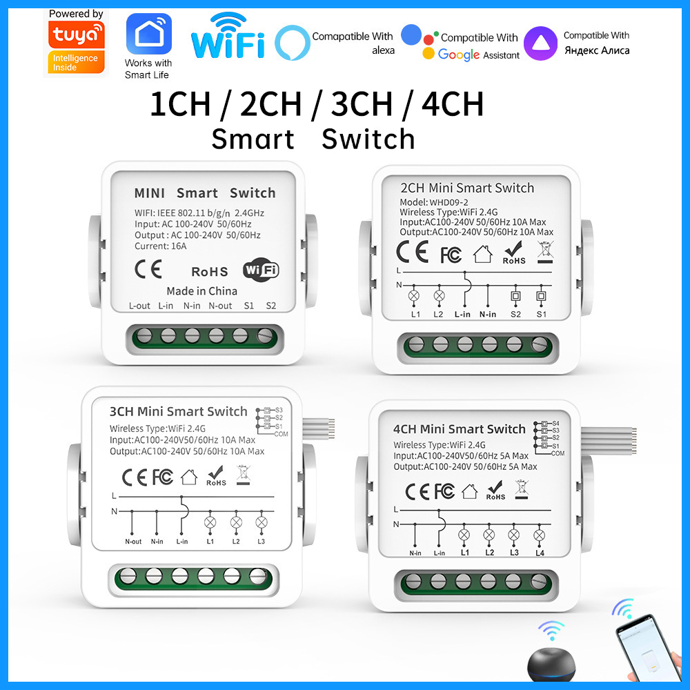 Smart Home Yale - Tuya WiFi Smart Switch 1/2/3/4 Gang