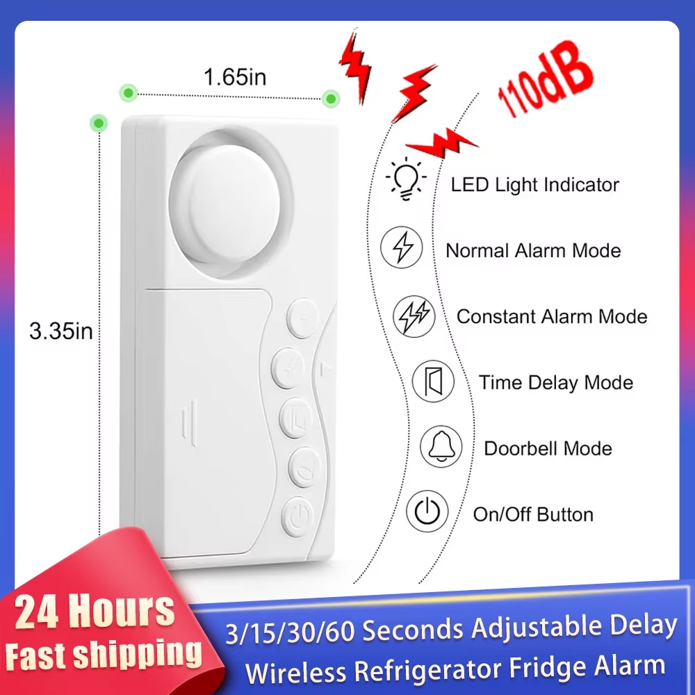 Wireless Door Sensor - New Freezer Door Alarm with Delay